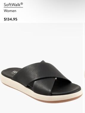 SoftWalk Jesi Slide Sandal in Black with White Sole